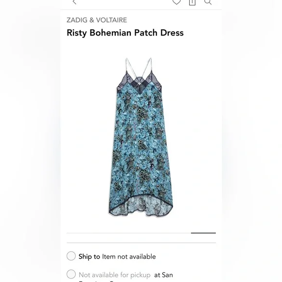 Zadig & Voltaire Small Ristyl gothic print Georgette Slip DressNavy - Pristine - Picture 6 of 7